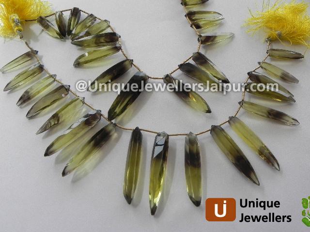 Bi Lemon Quartz Faceted Ladyfinger Beads